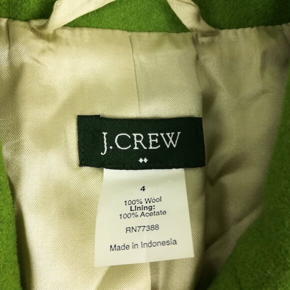 Vintage 2005 J Crew Topcoat Overcoat Wool Green Long Womens Size 4 - Picture 5 of 14